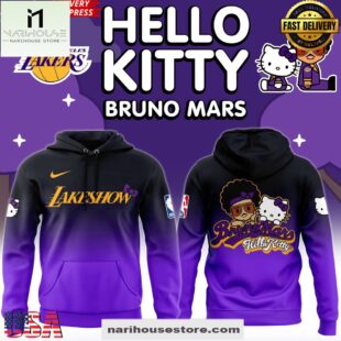 Los Angeles Lakers Hello Kitty x Bruno Mars Special All Over Print Hoodie Shirt