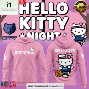 Memphis Grizzlies x Hello Kitty 2025 Pink All Over Print Unisex Hoodie