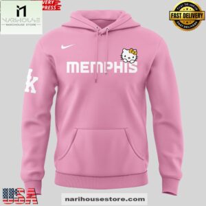 Memphis Grizzlies x Hello Kitty 2025 Pink All Over Print Unisex Hoodie