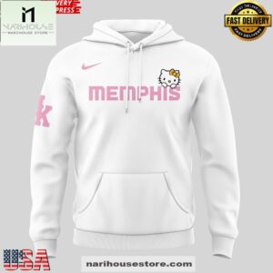Memphis Grizzlies x Hello Kitty 2025 White All Over Print Unisex Hoodie