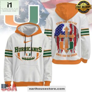 Miami Hurricanes NCAA Stand For The Flag Kneel For The Cross Hoodie