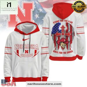 Nebraska Cornhuskers NCAA Stand For The Flag Kneel For The Cross Hoodie