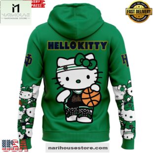 Notre Dame Fighting Irish Collab Hello Kitty 2025 Green All Over Print Unisex Hoodie