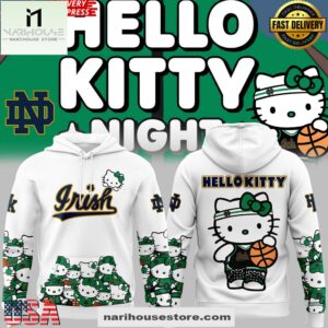 Notre Dame Fighting Irish Collab Hello Kitty 2025 White All Over Print Unisex Hoodie