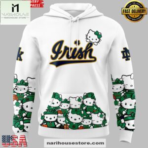 Notre Dame Fighting Irish Collab Hello Kitty 2025 White All Over Print Unisex Hoodie