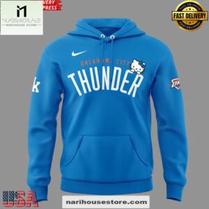 Oklahoma City Thunder x Hello Kitty 2025 Blue All Over Print Unisex Hoodie