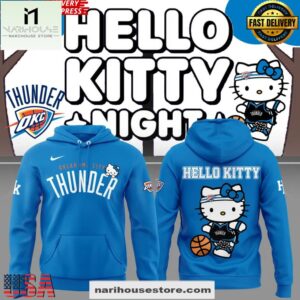 Oklahoma City Thunder x Hello Kitty 2025 Blue All Over Print Unisex Hoodie