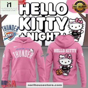 Oklahoma City Thunder x Hello Kitty 2025 Pink All Over Print Unisex Hoodie