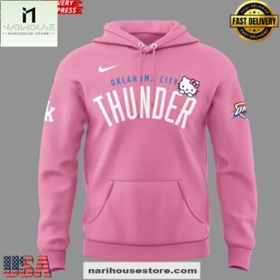 Oklahoma City Thunder x Hello Kitty 2025 Pink All Over Print Unisex Hoodie