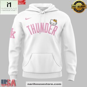 Oklahoma City Thunder x Hello Kitty 2025 White All Over Print Unisex Hoodie