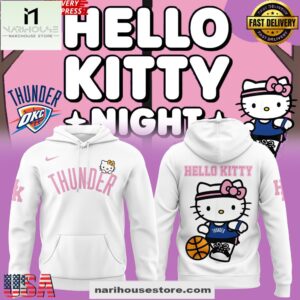 Oklahoma City Thunder x Hello Kitty 2025 White All Over Print Unisex Hoodie