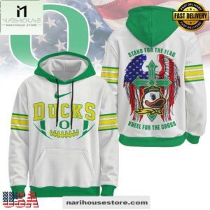 Oregon Ducks NCAA Stand For The Flag Kneel For The Cross Hoodie