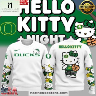 Oregon Ducks x Hello Kitty Night Special White Sweatshirt