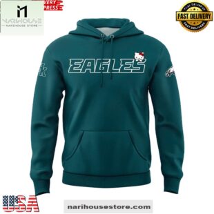 Philadelphia Eagles x Hello Kitty 2025 Green 3D Hoodie Shirt