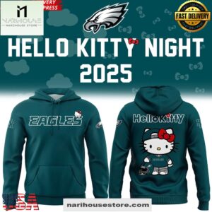 Philadelphia Eagles x Hello Kitty 2025 Green 3D Hoodie Shirt