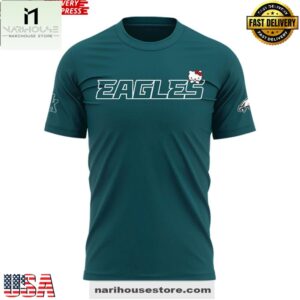 Philadelphia Eagles x Hello Kitty 2025 Green Unisex 3D Shirt