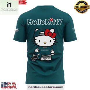 Philadelphia Eagles x Hello Kitty 2025 Green Unisex 3D Shirt