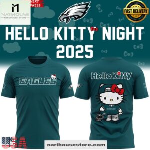 Philadelphia Eagles x Hello Kitty 2025 Green Unisex 3D Shirt