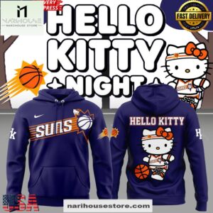 Phoenix Suns Hello Kitty Night 2025 Purple All Over Print Unisex Hoodie