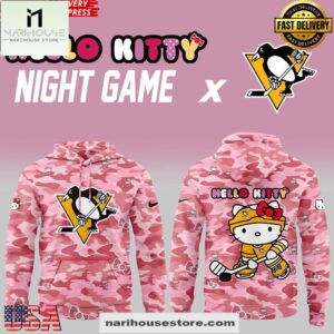 Pittsburgh Penguins Hello Kitty Night Game 2025 All Over Print Unisex Hoodie