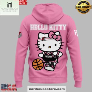 Portland Trail Blazers Hello Kitty 2025 Pink All Over Print Unisex Hoodie