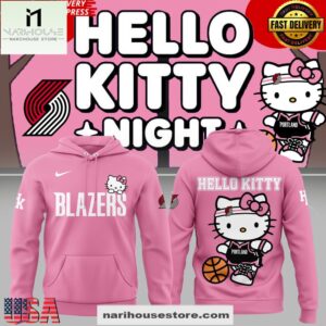 Portland Trail Blazers Hello Kitty 2025 Pink All Over Print Unisex Hoodie