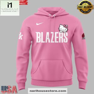 Portland Trail Blazers Hello Kitty 2025 Pink All Over Print Unisex Hoodie