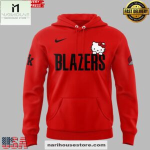 Portland Trail Blazers Hello Kitty 2025 Red All Over Print Unisex Hoodie
