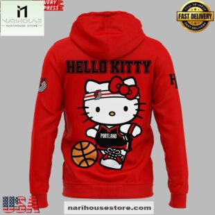 Portland Trail Blazers Hello Kitty 2025 Red All Over Print Unisex Hoodie