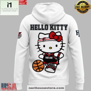 Portland Trail Blazers Hello Kitty 2025 White All Over Print Unisex Hoodie
