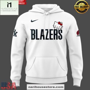 Portland Trail Blazers Hello Kitty 2025 White All Over Print Unisex Hoodie