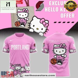 Portland Trail Blazers x Hello Kitty 2025 Pink 3D Shirt