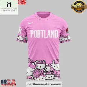 Portland Trail Blazers x Hello Kitty 2025 Pink 3D Shirt