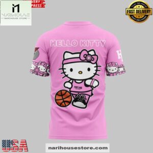 Portland Trail Blazers x Hello Kitty 2025 Pink 3D Shirt