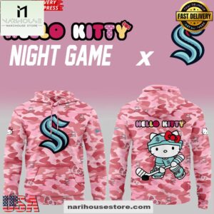 Seattle Kraken Hello Kitty Night Game 2025 All Over Print Unisex Hoodie