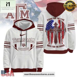 Texas A&M Aggies NCAA Stand For The Flag Kneel For The Cross Hoodie