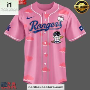 Texas Rangers x Hello Kitty Night 2025 Pink Baseball Jersey Shirt