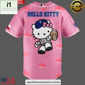 Texas Rangers x Hello Kitty Night 2025 Pink Baseball Jersey Shirt