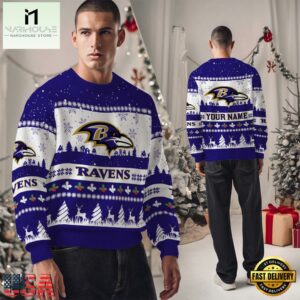 Baltimore Ravens NFL Snow Ugly Christmas Sweater