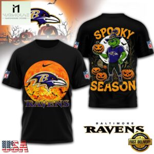 Baltimore Ravens NFL Spooky Season Halloween 3D Shirt