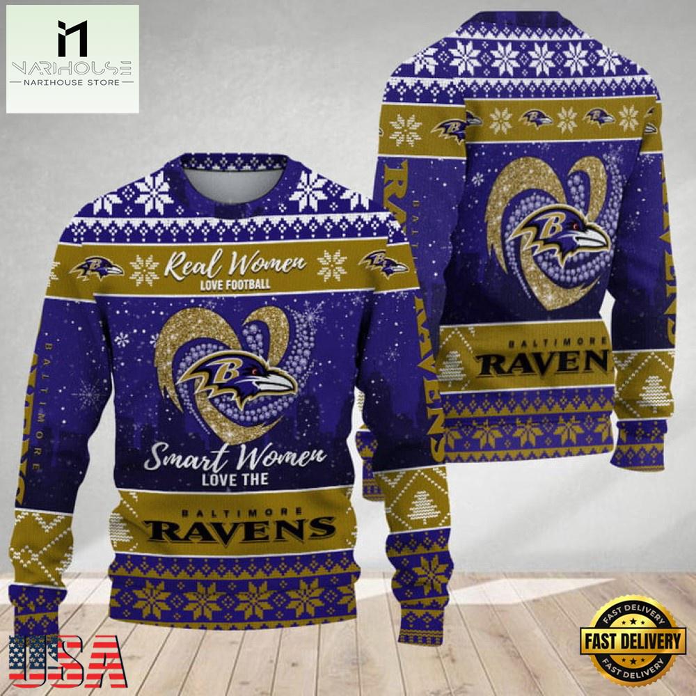 NFL  Baltimore Ravens Real Women Love Football 2025 Ugly Xmas Sweater NFL  Baltimore Ravens Real Women Love Football 2025 Ugly Xmas Sweater