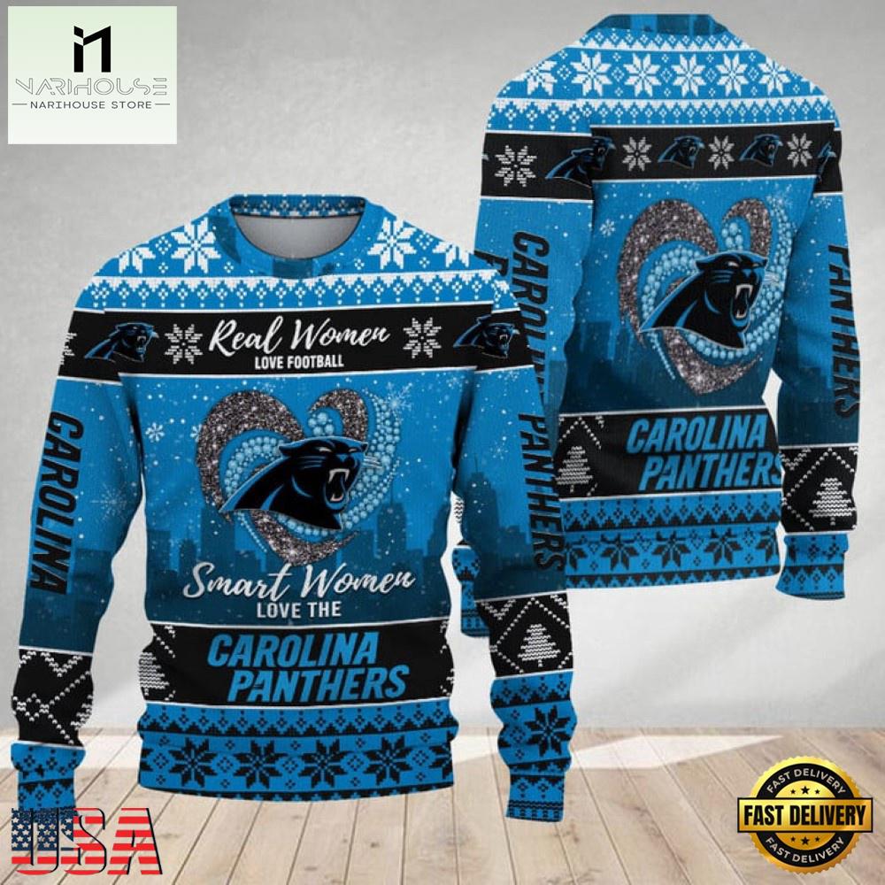 NFL  Carolina Panthers Real Women Love Football 2025 Ugly Xmas Sweater NFL  Carolina Panthers Real Women Love Football 2025 Ugly Xmas Sweater