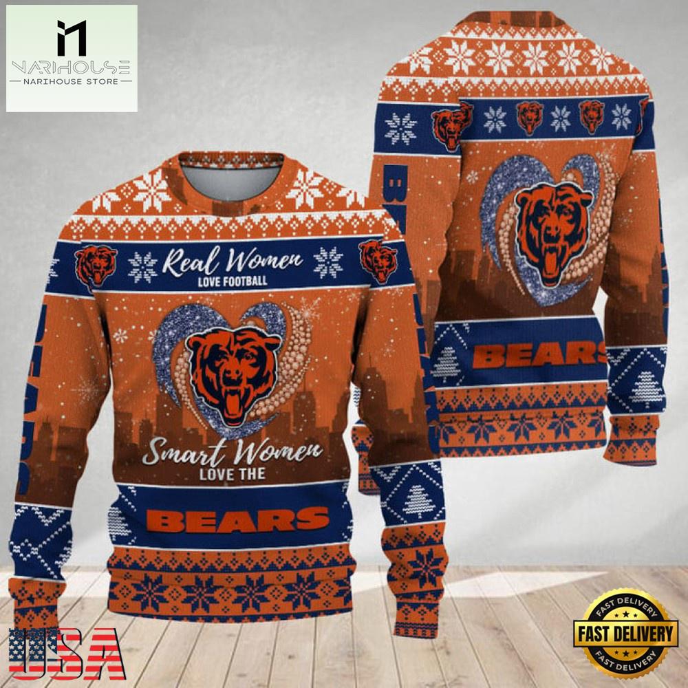 NFL  Chicago Bears Real Women Love Football 2025 Ugly Xmas Sweater NFL  Chicago Bears Real Women Love Football 2025 Ugly Xmas Sweater