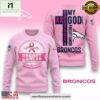 Denver Broncos 2025 NFL My God Is Stronger Than Breast Cancer Chritmas Sweater