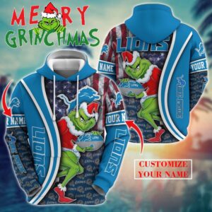 Detroit Lions NFL Merry Grinchmas 2025 All Over Print Hoodie
