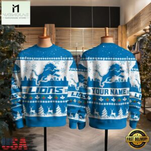 Detroit Lions NFL Snow Ugly Christmas Sweater
