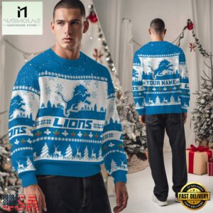 Detroit Lions NFL Snow Ugly Christmas Sweater