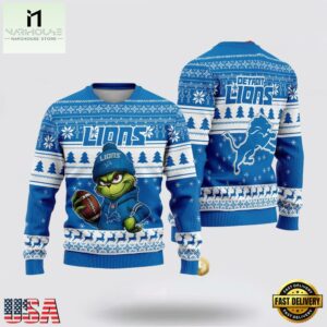 Detroit Lions NFL The Grinch Ugly Christmas Sweater