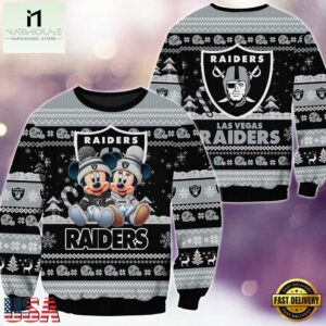 Las Vegas Raiders NFL Mickey Minnie Ugly Christmas Sweater