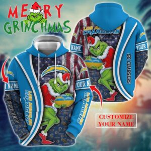Los Angeles Chargers NFL Merry Grinchmas 2025 All Over Print Hoodie